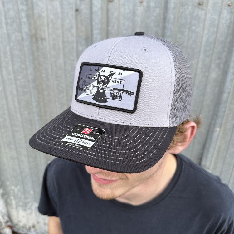 Bolt Dog Patch - Gray/Charcoal/Black Richardson 112 Trucker Cap