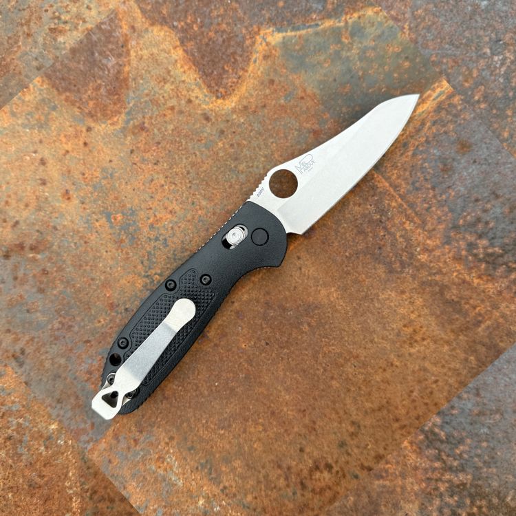 Benchmade Mini Griptilian Black Polymer Scales Satin CPM S30V Blade Folding Knife