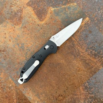 Benchmade Mini Griptilian Black Polymer Scales Satin CPM S30V Drop Point Blade Folding Knife