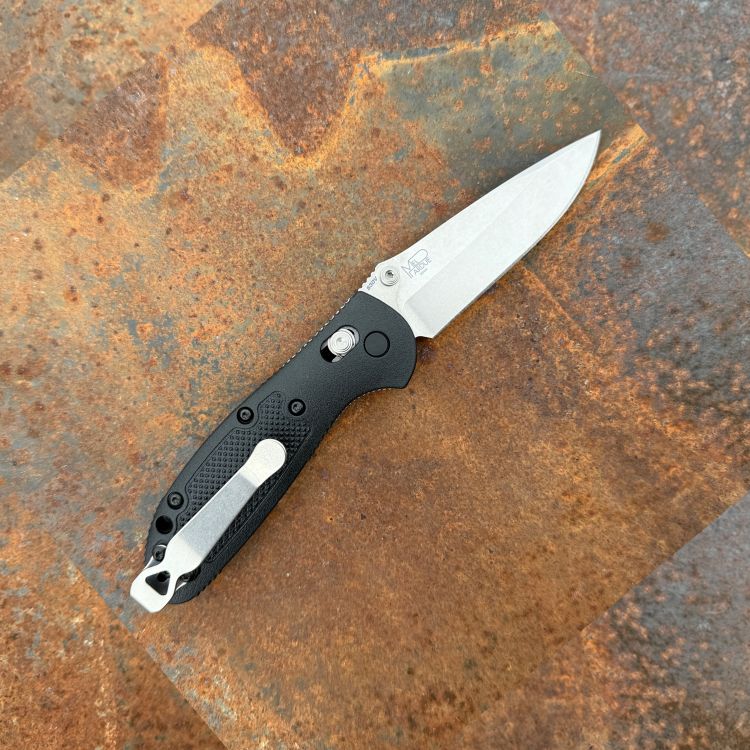 Benchmade Mini Griptilian Black Polymer Scales Satin CPM S30V Drop Point Blade Folding Knife