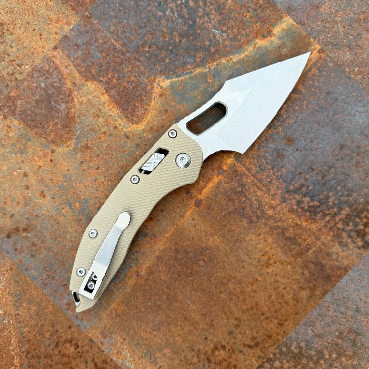 Microtech Stitch Ram-Lok Fluted Tan G-10 Stonewashed M390MK Folding Knife