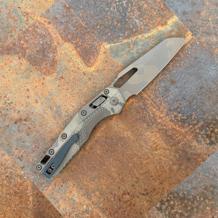Microtech MSI Ram-Lok Chocolate Camo Cerakote Tri-Grip Polymer Camo Cerakote M390 Folding Knife