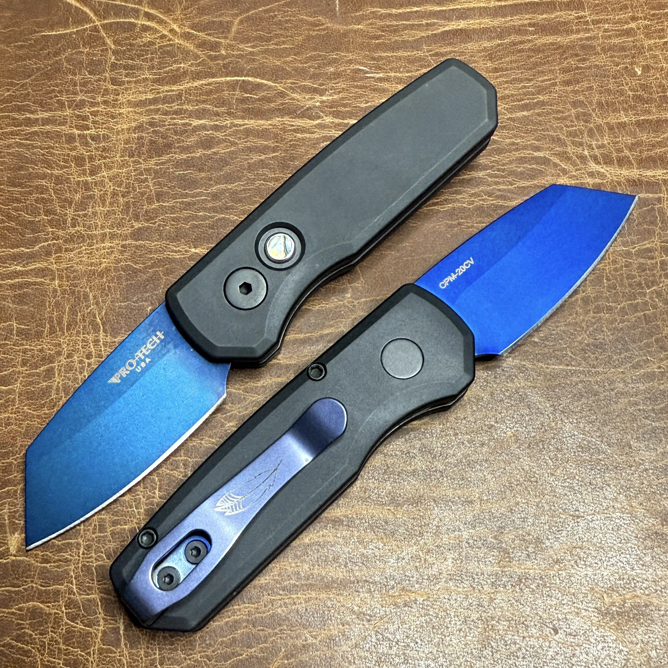 Pro-Tech Runt 5 Auto Black Aluminum REV Tanto Sapphire CPM 20CV
