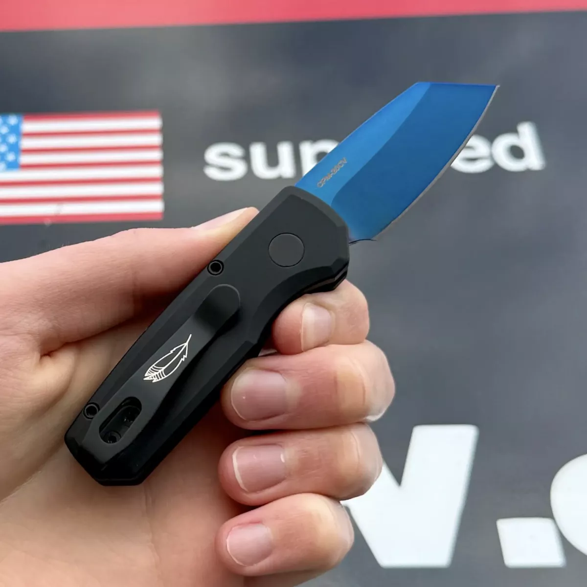 Pro-Tech Runt 5 Auto Black Aluminum REV Tanto Sapphire CPM 20CV
