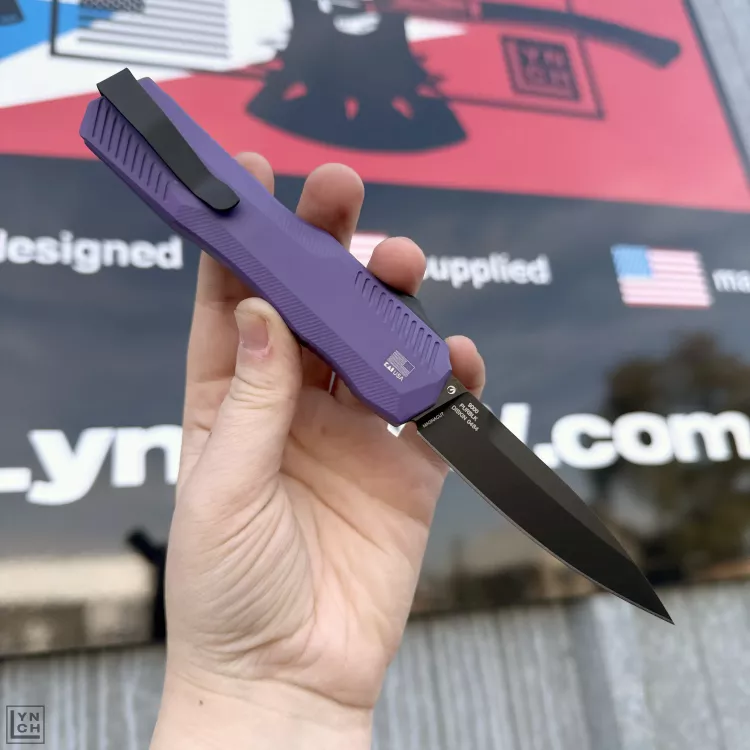 Kershaw Livewire MagnaCut OTF Automatic Knife - Purple Aluminum 3.4" Black Spear Point Blade