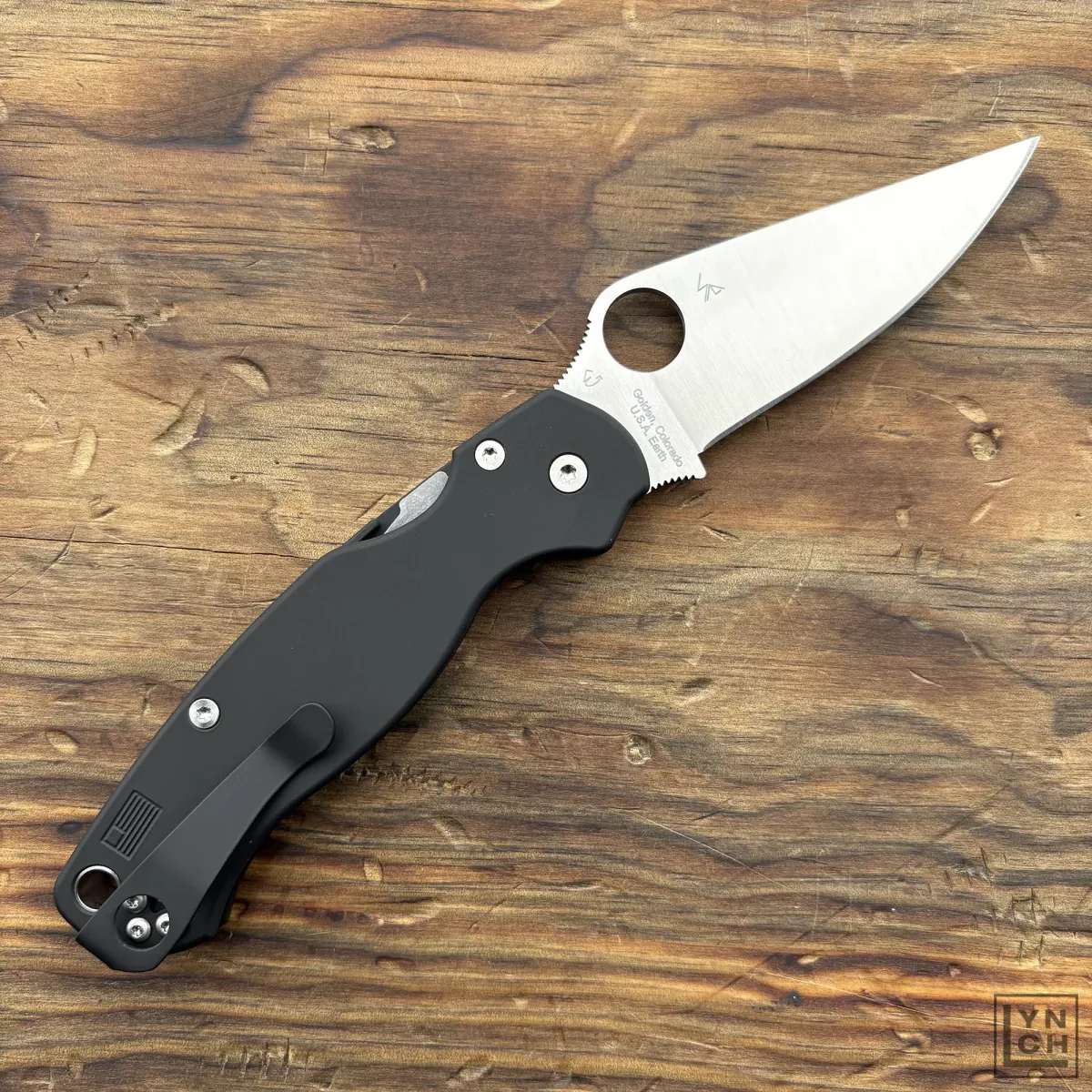 Spyderco Paramilitary 2(PM2) Black Cerakote Plain Titanium Scales 
