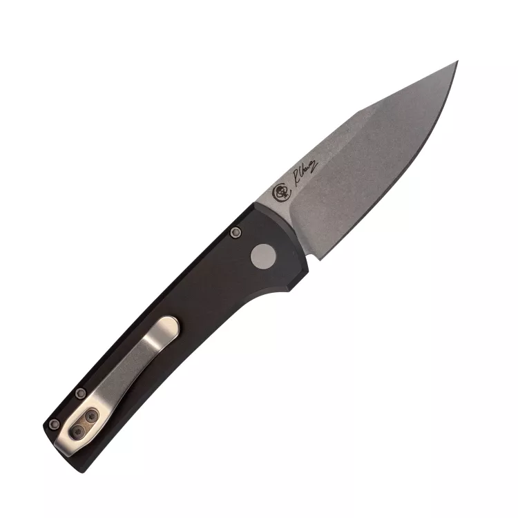 Pro-Tech Scapegoat Compact Auto Black Aluminum Clip Point Stonewash MagnaMax Blade Folding Knife