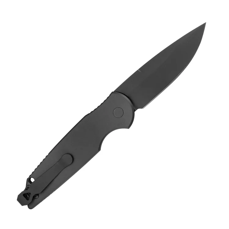 Pro-Tech TR-3 Operator Auto Grooved Black Aluminum Drop Point Black 154CM Blade Folding Knife