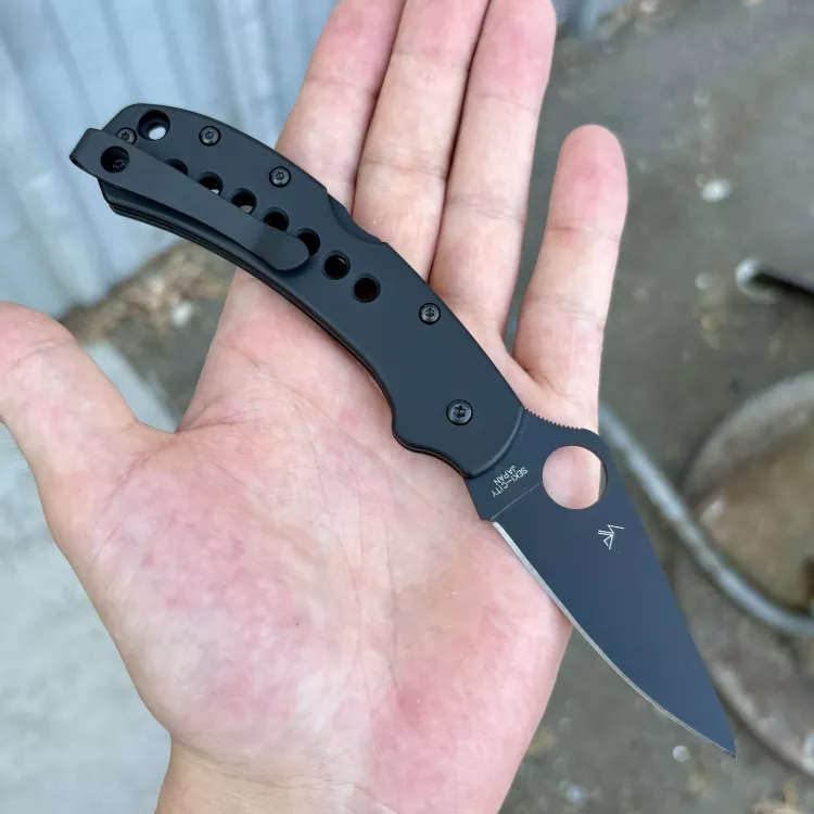 Spyderco Delica 4 MOD 2 Black Titanium Scales - Back-Spacer - Clip - Black S30V MOD Knife