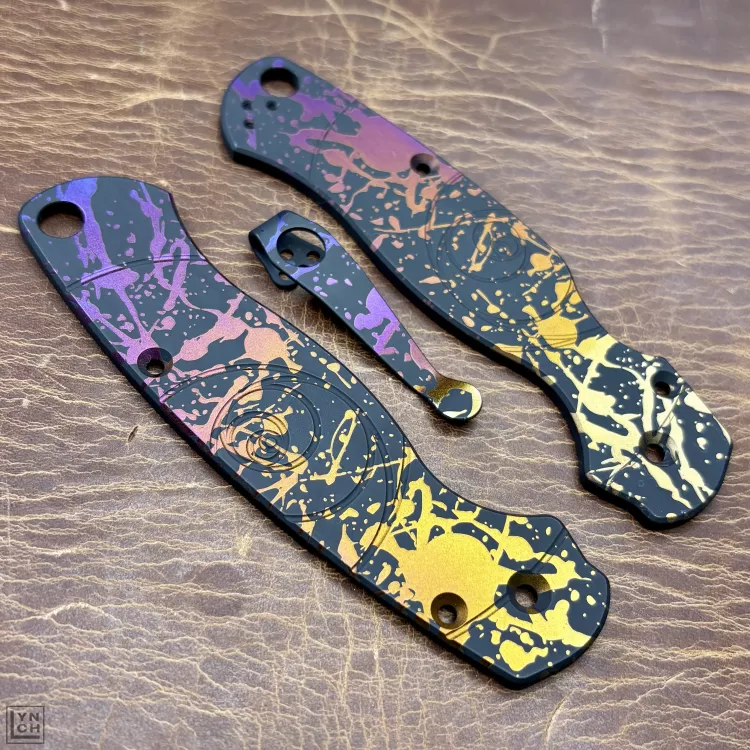Limited Run - Spyderco PM3 Fibonacci Titanium Scale Kit -  Black Cerakote Dark Fade Splatter