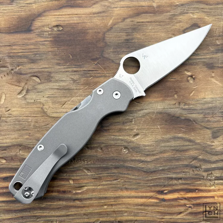 Spyderco Paramilitary 2 (PM2) Sandblast Plain Titanium Scales SPY27 MOD Knife