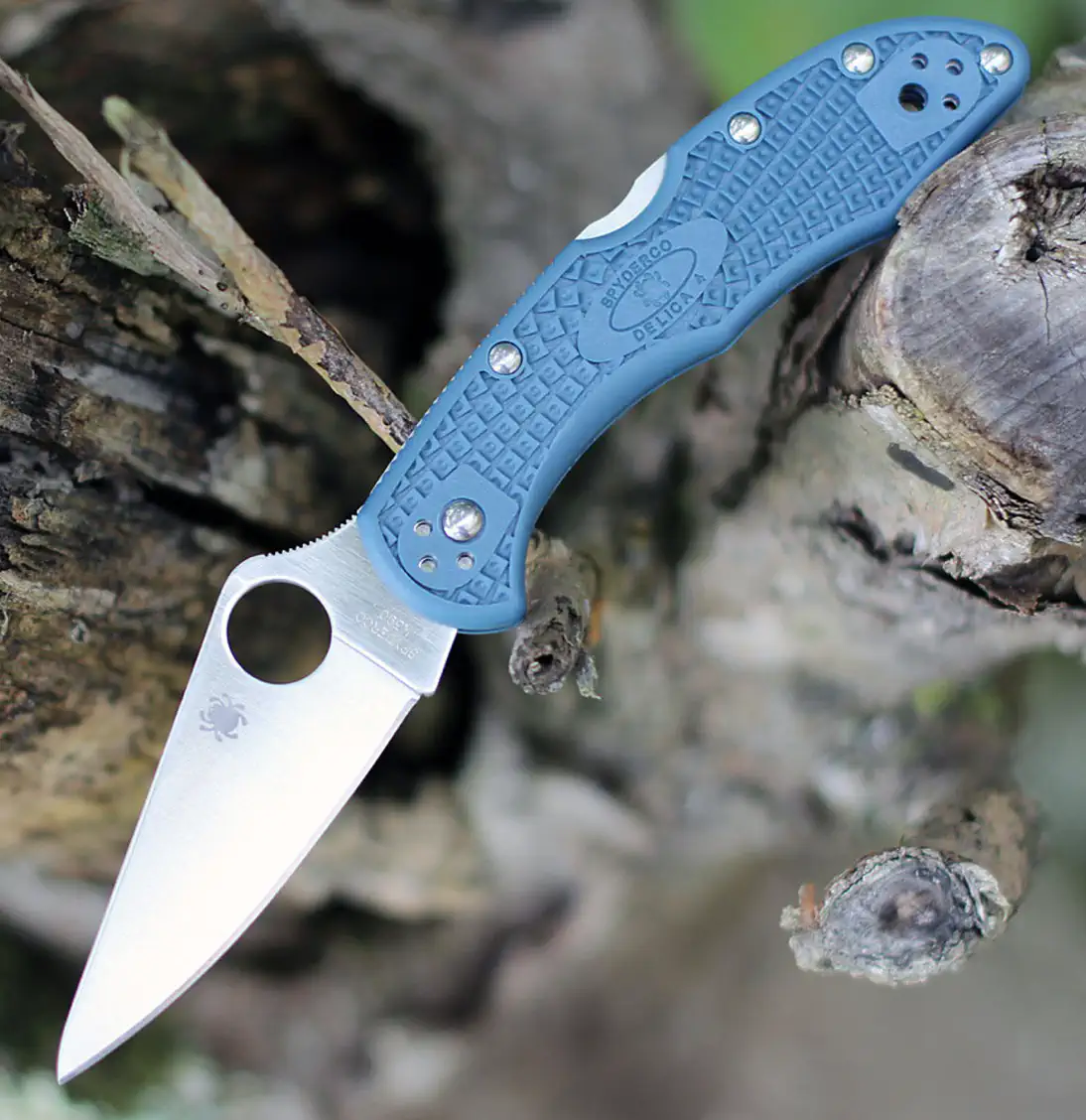 Spyderco Delica 4 Dark Cyan FRN Satin K390 Blade (C11FPK390) Deep Carry  Titanium Clip