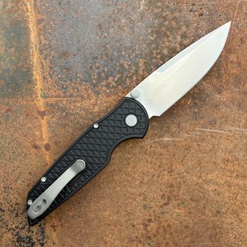 Pro-Tech TR-3 Integrity Button Lock Knife - Relic Textured Black AL - Spear Point SW CPM MagnaCut