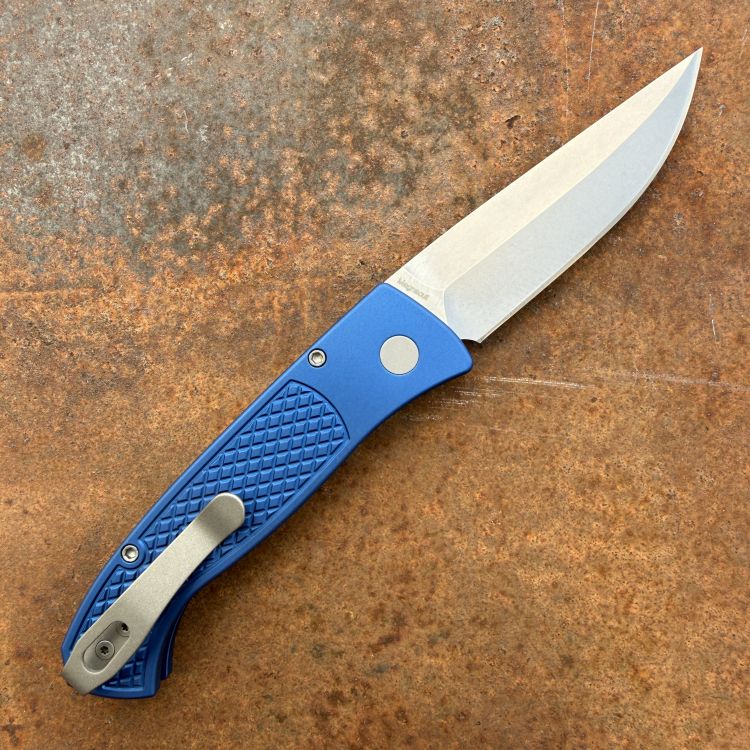Pro-Tech Brend Classic Auto Knife - Blue Diamond Texture AL - Drop Point SW CPM MagnaCut Blade